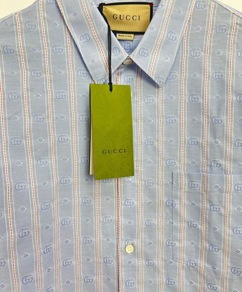 GUCCI（グッチ）GUCCI (グッチ) ストライプシャツ ブルー サイズ:48の古着・服飾アイテム