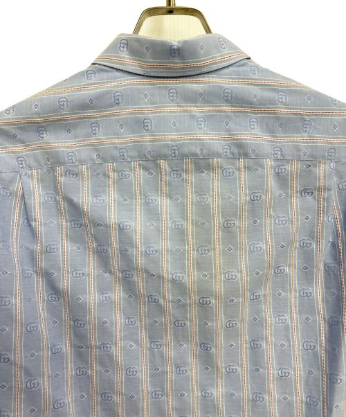 GUCCI（グッチ）GUCCI (グッチ) ストライプシャツ ブルー サイズ:48の古着・服飾アイテム
