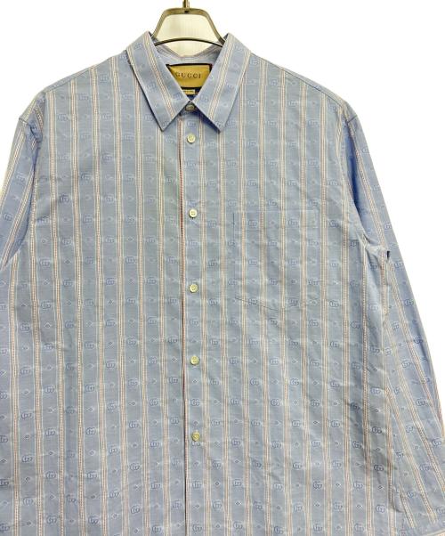 GUCCI（グッチ）GUCCI (グッチ) ストライプシャツ ブルー サイズ:48の古着・服飾アイテム
