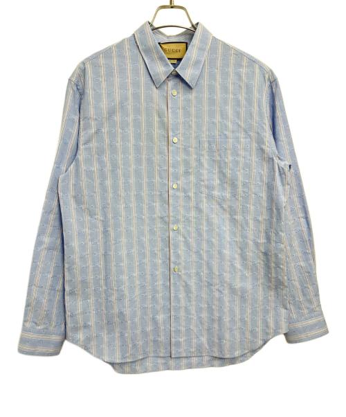 GUCCI（グッチ）GUCCI (グッチ) ストライプシャツ ブルー サイズ:48の古着・服飾アイテム
