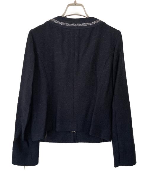 Petit Maison（プチメゾン）Petit Maison (プチメゾン) ノーカラーツイードジャケット ネイビー サイズ:9号 未使用品の古着・服飾アイテム