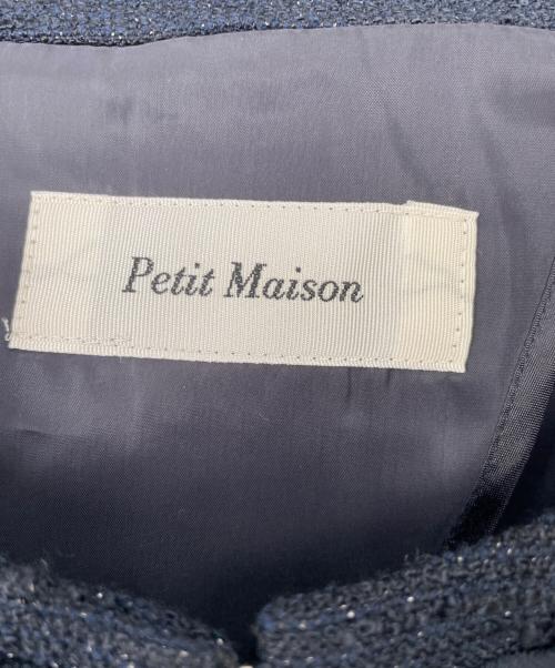 Petit Maison（プチメゾン）Petit Maison (プチメゾン) ノーカラーツイードジャケット ネイビー サイズ:9号 未使用品の古着・服飾アイテム