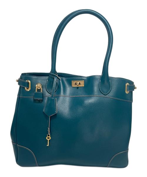 Hamano（ハマノ）Hamano (ハマノ) クラシックアーバントートバッグ ターコイズの古着・服飾アイテム