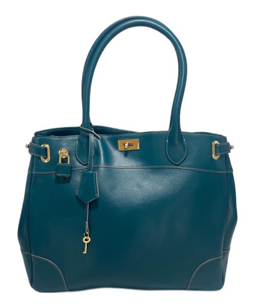 Hamano（ハマノ）Hamano (ハマノ) クラシックアーバントートバッグ ターコイズの古着・服飾アイテム