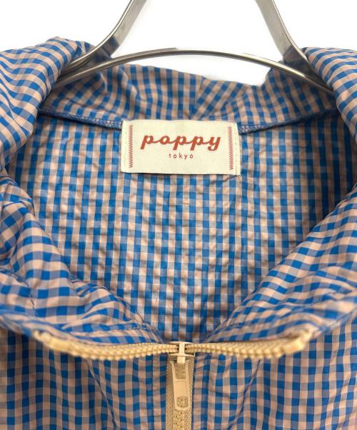 poppy tokyo（ポピートウキョウ）poppy tokyo (ポピートウキョウ) フリルナイロンパーカー ブルーギンガムチェックセットアップ ネイビー サイズ:上：S、下：Мの古着・服飾アイテム