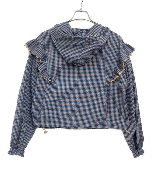 poppy tokyo（ポピートウキョウ）poppy tokyo (ポピートウキョウ) フリルナイロンパーカー ブルーギンガムチェックセットアップ ネイビー サイズ:上：S、下：Мの古着・服飾アイテム