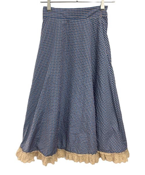 poppy tokyo（ポピートウキョウ）poppy tokyo (ポピートウキョウ) フリルナイロンパーカー ブルーギンガムチェックセットアップ ネイビー サイズ:上：S、下：Мの古着・服飾アイテム