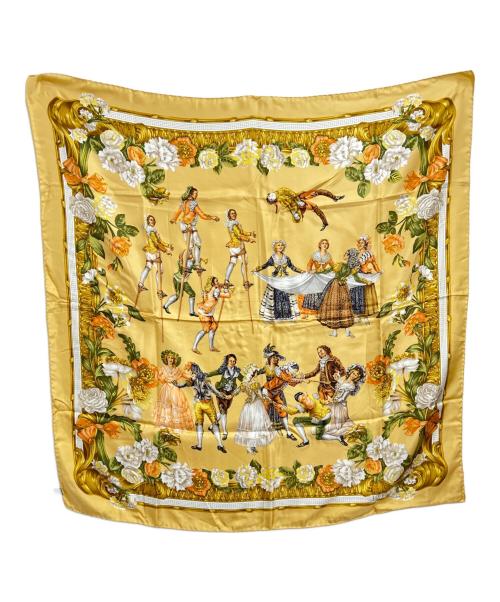 LOEWE（ロエベ）LOEWE (ロエベ) シルクスカーフ ベージュ×グリーンの古着・服飾アイテム