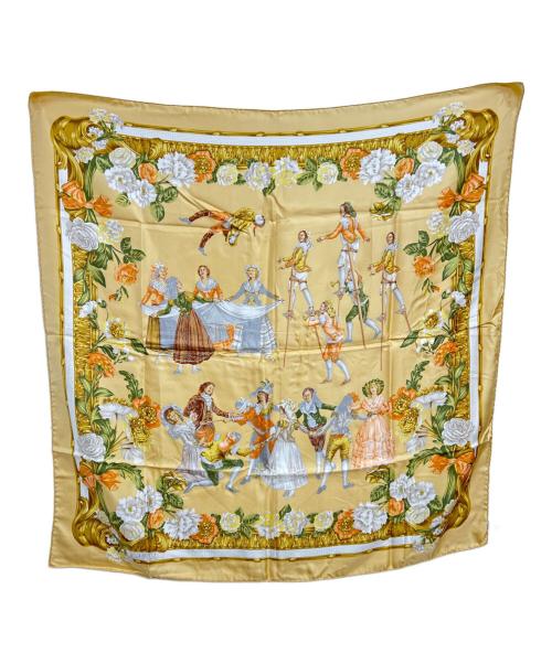 LOEWE（ロエベ）LOEWE (ロエベ) シルクスカーフ ベージュ×グリーンの古着・服飾アイテム