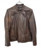 JOHNBULLジョンブル）の古着「シングルライダースジャケット」｜ブラウン