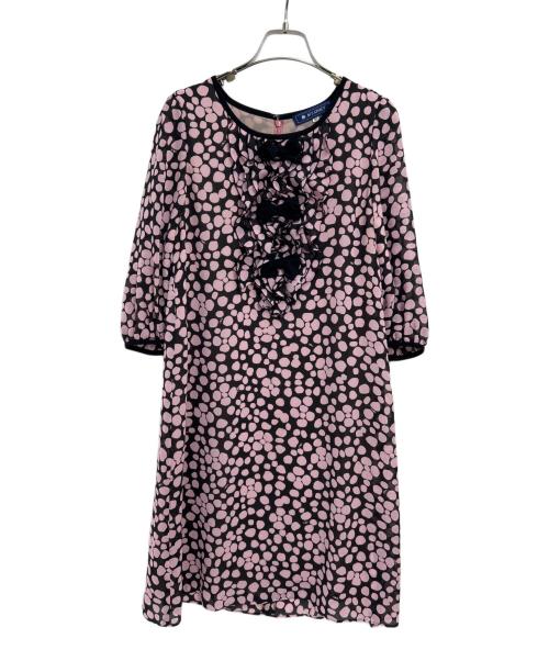 M'S GRACY（エムズグレイシー）M'S GRACY (エムズグレイシー) ドット柄リボンワンピース ブラック×ピンク サイズ:40の古着・服飾アイテム