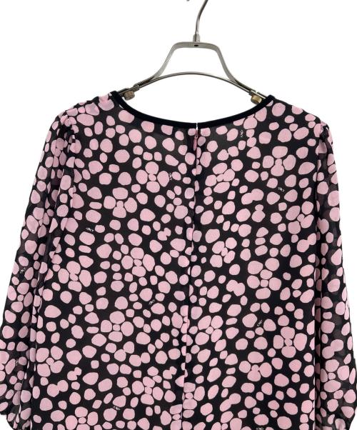 M'S GRACY（エムズグレイシー）M'S GRACY (エムズグレイシー) ドット柄リボンワンピース ブラック×ピンク サイズ:40の古着・服飾アイテム