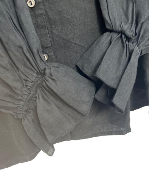 nest Robe（ネストローブ）nest Robe (ネストローブ) リネンラミーフリルカラーブラウス ブラック サイズ:Fの古着・服飾アイテム