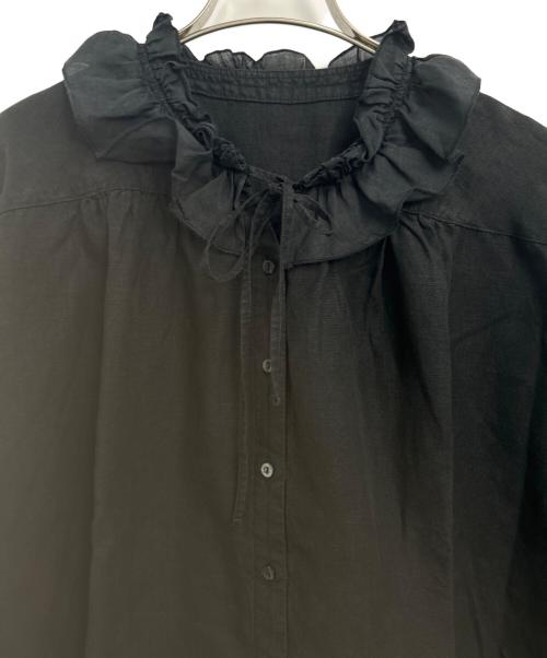nest Robe（ネストローブ）nest Robe (ネストローブ) リネンラミーフリルカラーブラウス ブラック サイズ:Fの古着・服飾アイテム