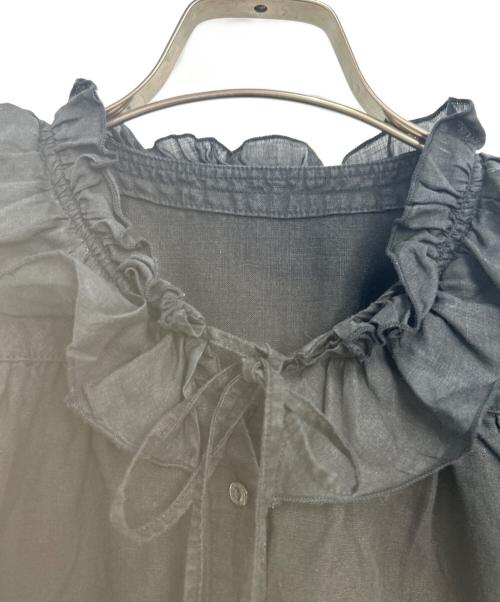 nest Robe（ネストローブ）nest Robe (ネストローブ) リネンラミーフリルカラーブラウス ブラック サイズ:Fの古着・服飾アイテム
