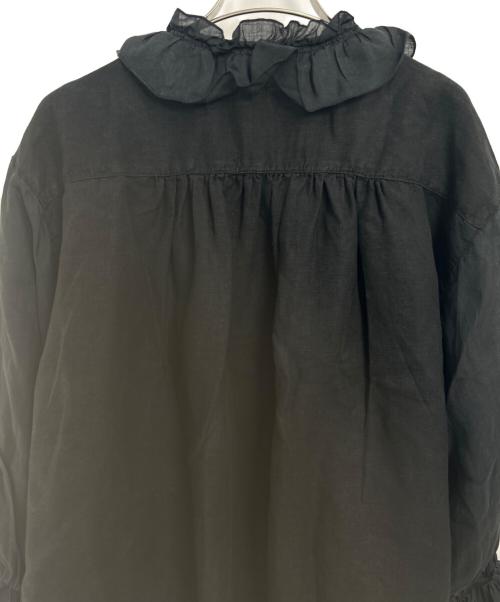 nest Robe（ネストローブ）nest Robe (ネストローブ) リネンラミーフリルカラーブラウス ブラック サイズ:Fの古着・服飾アイテム