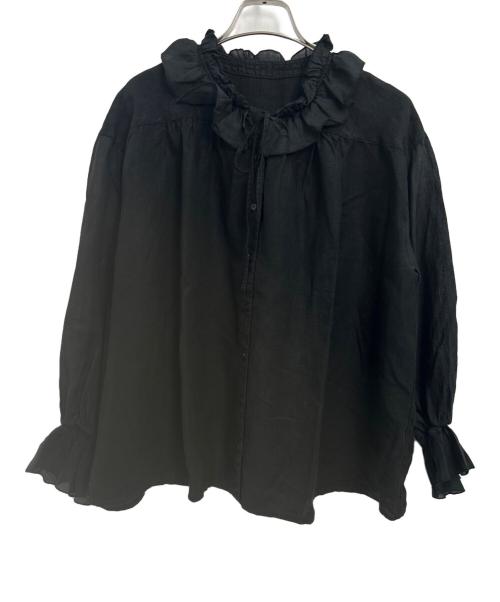 nest Robe（ネストローブ）nest Robe (ネストローブ) リネンラミーフリルカラーブラウス ブラック サイズ:Fの古着・服飾アイテム