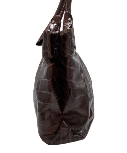 FURLA（フルラ）FURLA (フルラ) レザー型押しトートバッグ ブラウンの古着・服飾アイテム