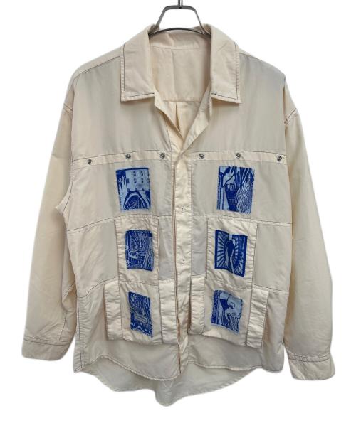 PHINGERIN（フィンガリン）PHINGERIN (フィンガリン) 長袖シャツ ベージュ×ブルー サイズ:XLの古着・服飾アイテム