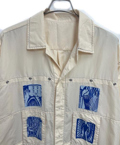 PHINGERIN（フィンガリン）PHINGERIN (フィンガリン) 長袖シャツ ベージュ×ブルー サイズ:XLの古着・服飾アイテム