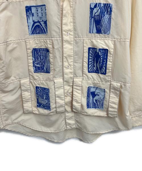 PHINGERIN（フィンガリン）PHINGERIN (フィンガリン) 長袖シャツ ベージュ×ブルー サイズ:XLの古着・服飾アイテム