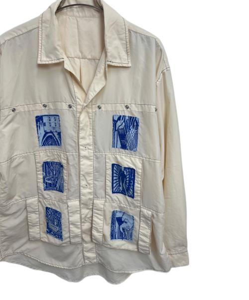 PHINGERIN（フィンガリン）PHINGERIN (フィンガリン) 長袖シャツ ベージュ×ブルー サイズ:XLの古着・服飾アイテム