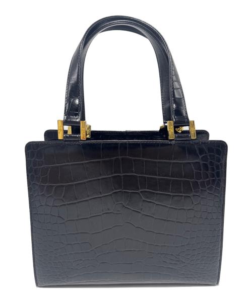 Yves Saint Laurent（イヴサンローラン）Yves Saint Laurent (イヴサンローラン) クロコ型押しハンドバッグ ブラックの古着・服飾アイテム