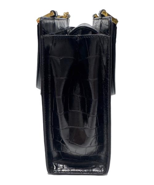 Yves Saint Laurent（イヴサンローラン）Yves Saint Laurent (イヴサンローラン) クロコ型押しハンドバッグ ブラックの古着・服飾アイテム