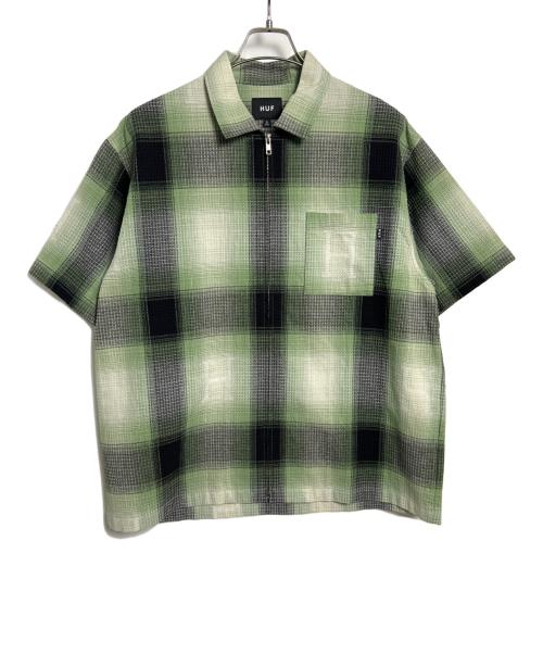 HUF（ハフ）HUF (ハフ) 半袖シャツ グリーン×ブラック サイズ:Lの古着・服飾アイテム