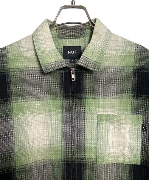 HUF（ハフ）HUF (ハフ) 半袖シャツ グリーン×ブラック サイズ:Lの古着・服飾アイテム