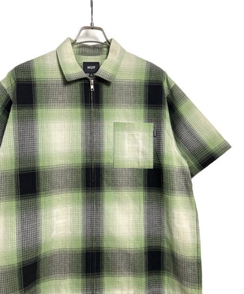 HUF（ハフ）HUF (ハフ) 半袖シャツ グリーン×ブラック サイズ:Lの古着・服飾アイテム