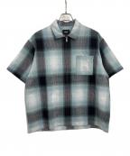 HUFハフ）の古着「半袖シャツ」｜ブルー×ブラック