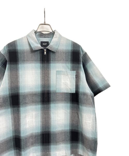 HUF（ハフ）HUF (ハフ) 半袖シャツ ブルー×ブラック サイズ:Lの古着・服飾アイテム