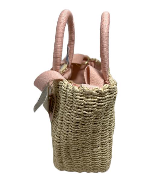 DISNEY（ディズニー）DISNEY (ディズニー) カゴバッグ ナチュラル×ピンク 未使用品の古着・服飾アイテム