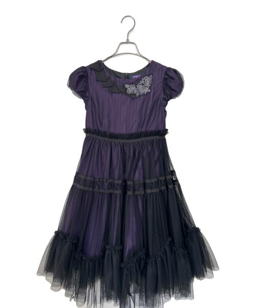 ANNA SUI mini（アナスイ ミニ）ANNA SUI mini (アナスイ ミニ) ノースリーブ・キャミソールワンピース パープル×ブラック サイズ:LLの古着・服飾アイテム