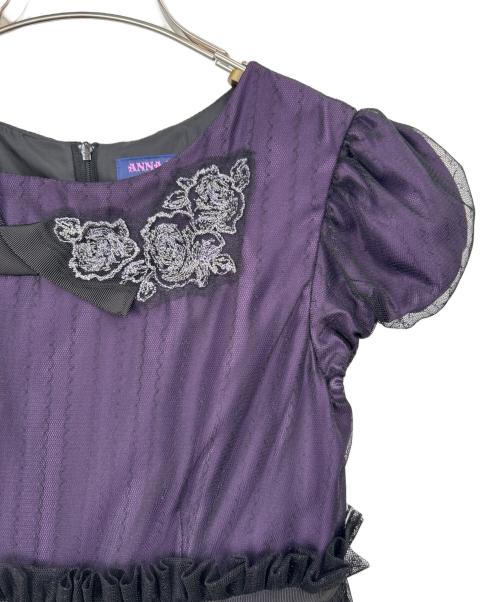 ANNA SUI mini（アナスイ ミニ）ANNA SUI mini (アナスイ ミニ) ノースリーブ・キャミソールワンピース パープル×ブラック サイズ:LLの古着・服飾アイテム
