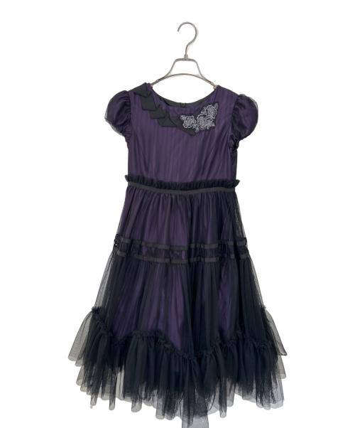 ANNA SUI mini（アナスイ ミニ）ANNA SUI mini (アナスイ ミニ) ノースリーブ・キャミソールワンピース パープル×ブラック サイズ:LLの古着・服飾アイテム