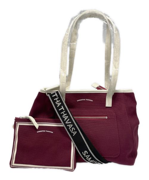 Samantha Thavasa（サマンサタバサ）Samantha Thavasa (サマンサタバサ) ポーチ付きキャンバスバッグ ワインレッド 未使用品の古着・服飾アイテム