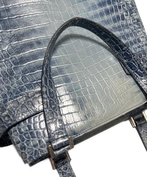 Salvatore Ferragamo（サルヴァトーレ フェラガモ）Salvatore Ferragamo (サルヴァトーレ フェラガモ) 型押しハンドバッグ ブルーの古着・服飾アイテム