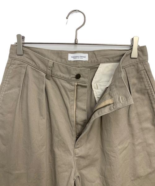 threads&THINGS（スレッズ アンド シングス）threads&THINGS (スレッズ アンド シングス) コットンチノ2タックパンツ グレー サイズ:SIZE 76cm（W30）の古着・服飾アイテム