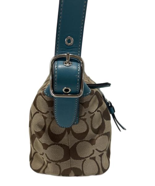 COACH（コーチ）COACH (コーチ) アクセサリーポーチ ベージュ×ブルーの古着・服飾アイテム