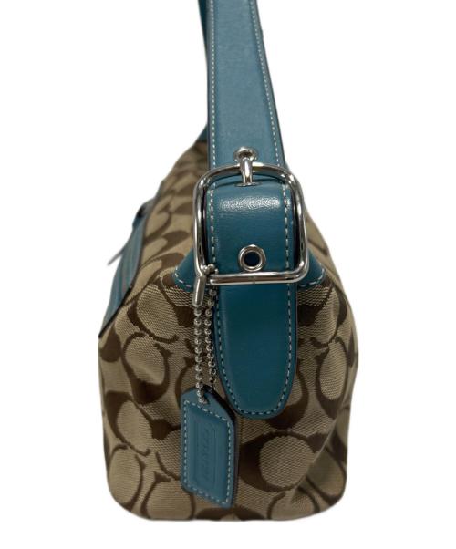 COACH（コーチ）COACH (コーチ) アクセサリーポーチ ベージュ×ブルーの古着・服飾アイテム