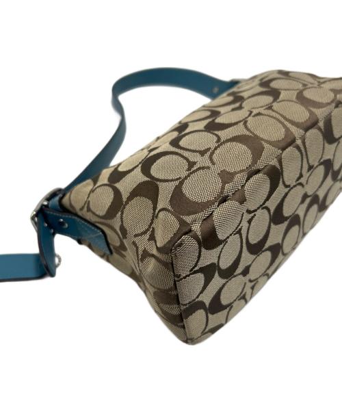 COACH（コーチ）COACH (コーチ) アクセサリーポーチ ベージュ×ブルーの古着・服飾アイテム