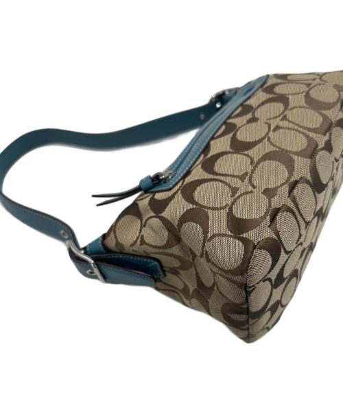 COACH（コーチ）COACH (コーチ) アクセサリーポーチ ベージュ×ブルーの古着・服飾アイテム