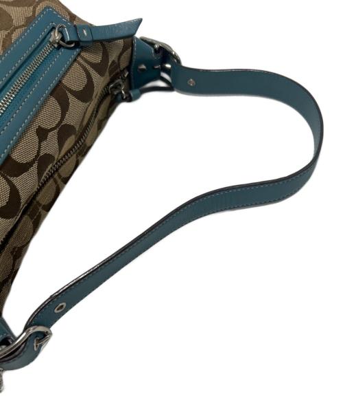 COACH（コーチ）COACH (コーチ) アクセサリーポーチ ベージュ×ブルーの古着・服飾アイテム