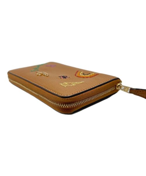 COACH（コーチ）COACH (コーチ) 刺繍ラウンドファスナー財布 ブラウン系の古着・服飾アイテム