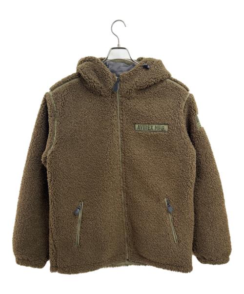 AVIREX（アヴィレックス）AVIREX (アヴィレックス) ボアフリースフーデッドジャケット オリーブ サイズ:XLの古着・服飾アイテム