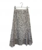 Snidelスナイデル）の古着「カットワークセミフレアスカート」｜グレー×ブラウン