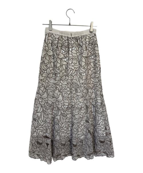 Snidel（スナイデル）Snidel (スナイデル) カットワークセミフレアスカート グレー×ブラウン サイズ:1の古着・服飾アイテム