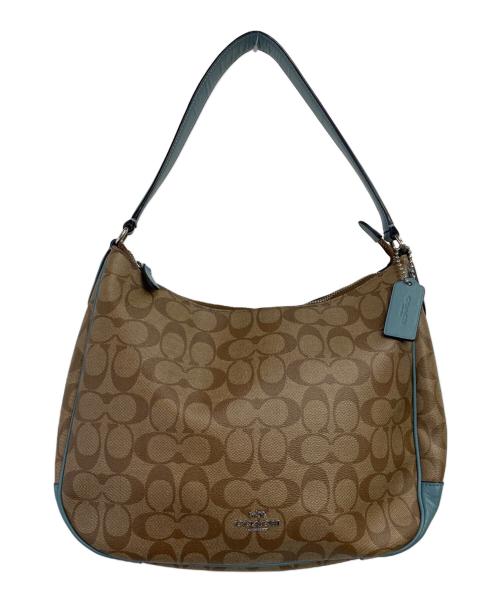 COACH（コーチ）COACH (コーチ) ハンドバッグ ベージュ×ブルーの古着・服飾アイテム